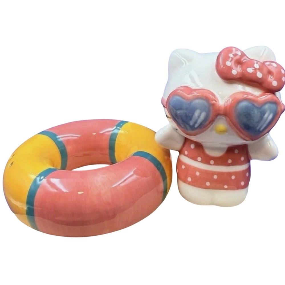 Blue Sky Clayworks Hello Kitty Salt Pepper Set Pool Float Stackable NEW